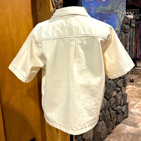 NWT Cream Denim Button Up Crop Jacket Jacket Large - Picture 4 of 4